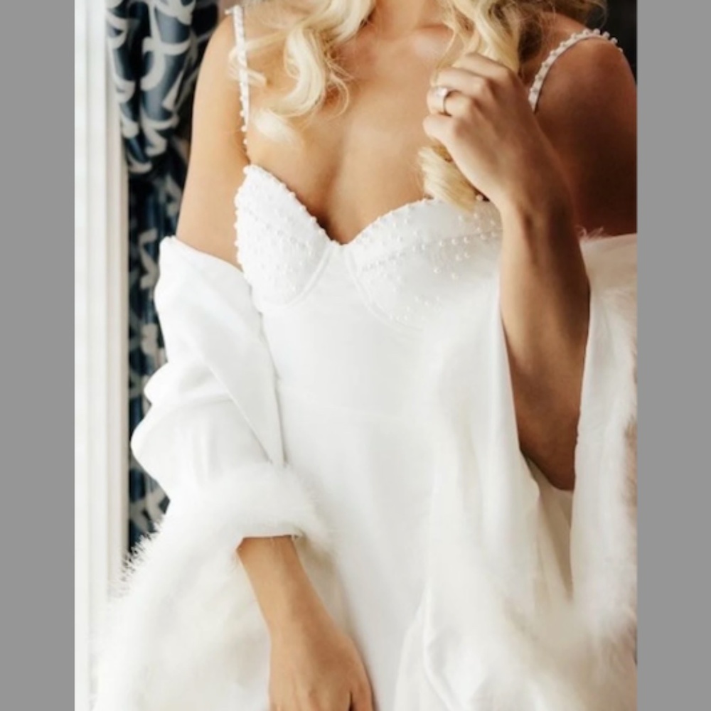 Bridal Pearl Satin Slip Dress Getting Ready Outfit